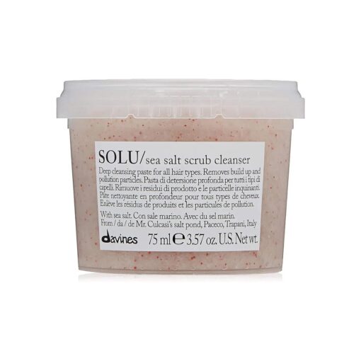 Davines SOLU Sea Salt Scrub Cleanser | Refresh and Clarify Hair and Scalp | Remove Residue And Impurities