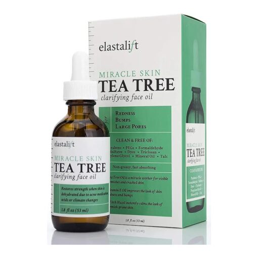 Elastalift Tea Tree Oil Facial Spot Treatment W/Witch Hazel Clarifying Tea Tree Oil For Face Helps Target Redness, Acne, Bumps, Dry Itchy Skin, & Large Pores, Non-Irritating Formula, 1.8 Fl Oz