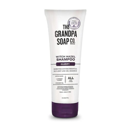 The Grandpa Soap Company Clarifying Witch Hazel Shampoo - Removes Buildup, With Witch Hazel & Lavender Flower, For All Hair Types, Vegan, Sulfates and Parabens Free, 8 Fl Oz