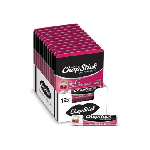 ChapStick Classic Cherry Lip Balm Tube, Flavored Lip Balm for Lip Care on Chafed, Chapped or Cracked Lips - 0.15 Oz ( Pack of 12 )