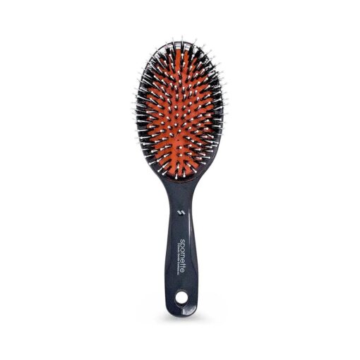 Spornette Classic Cushion Hair Brush, Boar & Ball-Tipped Nylon Bristles - Lightweight Oval Handle Brush for Straightening, Styling, Setting & Detangling - All Hair Types on Men, Women and Children