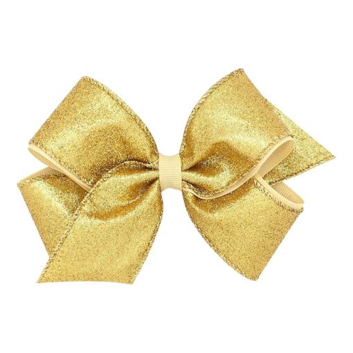 Wee Ones Party Glitter Hair Bow on a WeeStay Clip, Gold, Medium