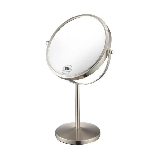 ALHAKIN Magnifying Makeup Mirror, 8-Inch Double Sided Vanity Tabletop Mirror with 10X Magnification, Nickel Finished