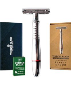 VIKINGS BLADE Double Edge Safety Razor for Men + 5 Swedish Steel Blades + Luxury Case, Classic 3-Piece, Reusable, Eco-Friendly ( The Godfather )