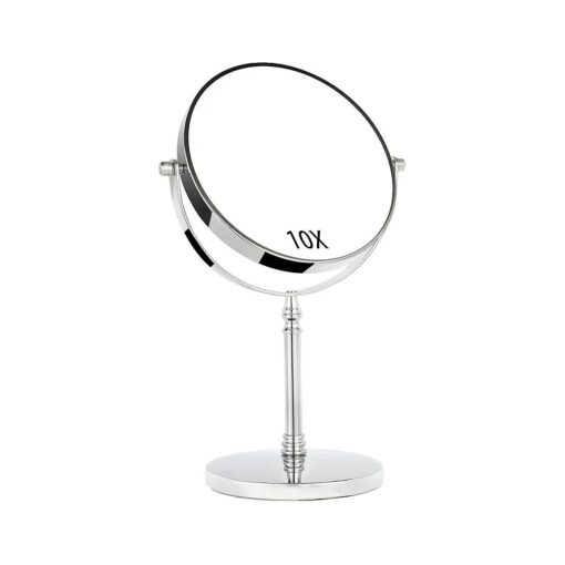 8Inch 10X Magnifying Mirror, Double Sided Makeup Mirror on Round Stand for Tabletop, Bedroom Vanity Desk and Bathroom Counter - Free Standing Double Sided 10X/1X Magnification Mirror .