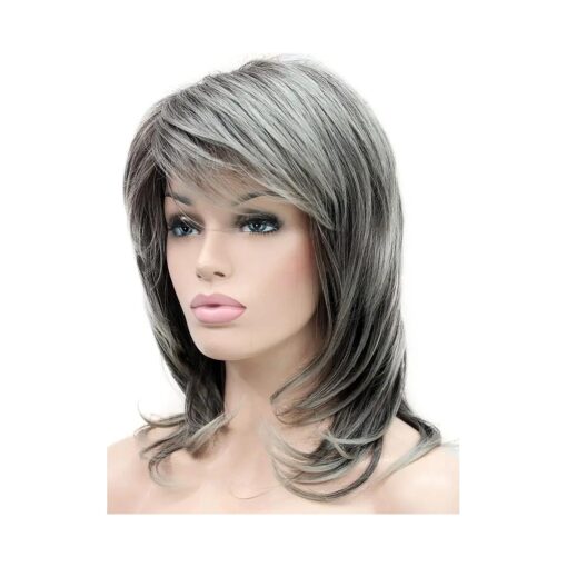 Lydell Long Soft Shaggy Layered Classic Cap Full Synthetic Wig Wigs ( AB76 Grey Ombre )