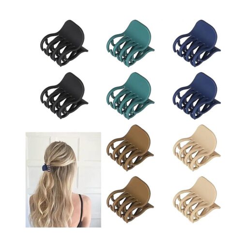 10 Pack Medium Hair Clips for Thin Fine Hair, Non Slip Claw Matte Hair Clips for Women Girls Double Row Teeth Jaw Clips