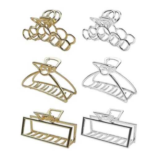 Hair Claw Clips, 6 Pcs Claw Hair Clips for Women and Girl, Non-Slip Metal Small Hair Clips for Thick Hair with 3 Styles