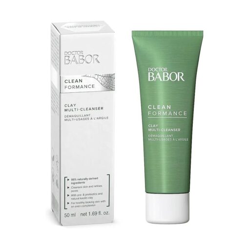 BABOR CLEANFORMANCE CLAY MULTI-CLEANSER, Prebiotic and Probiotic Face Mask and Cleanser, Refines Pores without Over-Drying, Clean Ingredients, Vegan