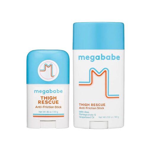 Megababe Anti-Chafe 2-Piece Bundle - Thigh Rescue Anti-Chafe Stick 2.12 oz & 0.81 oz Travel Size