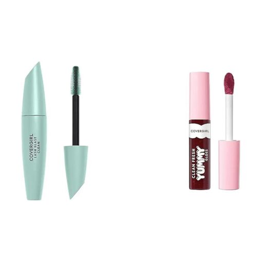 COVERGIRL Lash Blast Clean Volume Mascara, Very Black, 0.44 Fl Oz, Pack of 1 & Clean Fresh Yummy Gloss - Lip Gloss, Sheer, Natural Scents, Vegan Formula - Acai You Later