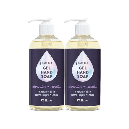 Puracy Organic Hand Soap, For the Professional Hand Washers We 've All Become, Moisturizing Natural Gel Hand Wash Soap, Liquid Hand Soap Refills for Soft Skin ( 12 fl.oz, Lavender & Vanilla ) 2-Pack