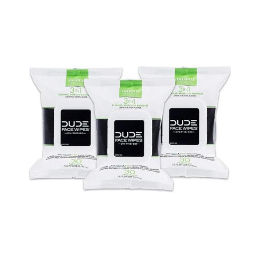 Dude Wipes - 3 Pack, 90 Wipes, Infused with Energizing Pro Vitamin B5, Alcohol Free and Hypoallergenic Cleansing Wipes