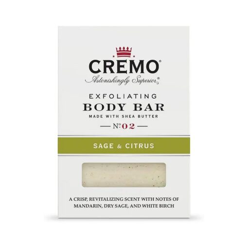 Cremo Exfoliating Body Bars Sage & Citrus - A Combination of Lava Rock and Oat Kernel Gently Polishes While Shea Butter Leaves Your Skin Feeling Smooth and Healthy