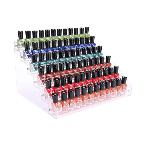 Clear Nail Polish Paint Organizer Holder Rack Shelf 6 Tier Acrylic Tattoo Ink Essential Oil Display Stand Holds Up to 48-96 Bottles ( Fit 1-2oz Bottles ) .