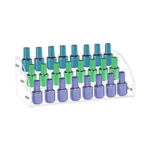 Tasybox Acrylic Nail Polish Holder Organizer Rack, Clear Essential Oils Storage Nail Varnish Display Stand, 3 Tier