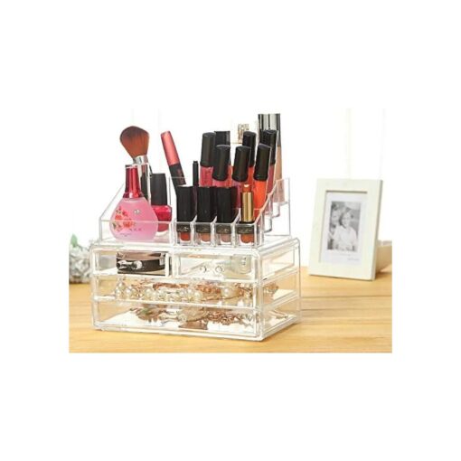 ZHIAI Cosmetic Display Cases and Jewelry Storage Boxes, Clear Acrylic Hair Accessories Makeup Organizer, Great for Your Bathroom, Vanity and Countertop