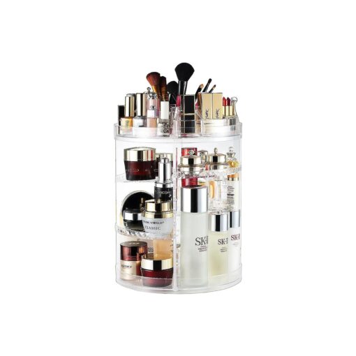 Makeup Organizer, 360 Degree Rotating Adjustable Cosmetic Storage Display Case with 8 Layers Large Capacity, Fits Jewelry, Makeup Brushes, Lipsticks and More, Clear