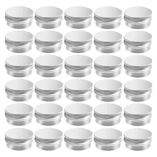 30 Pack 0.5 oz Aluminum Tin Jar with Screw Lid 15 ml Round Refillable Containers