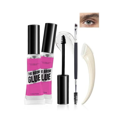 Waterproof Brow Gel Clear-2PCS Strong Hold Eyebrow Gel, Eyebrow Mascara Long-Lasting Quick-Drying Transfer-Proof Brow Setting Gel, Brow Shaping Gel for Natural-Looking Brows, Women Girl Eye Makeup-00 #