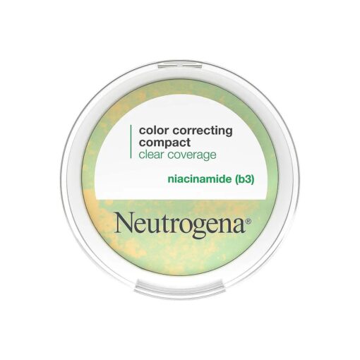 Neutrogena Clear Coverage Color Correcting Powder Makeup Compact, Mattifying CC Powder with Niacinamide & Green & Yellow Powders to Even Tone, Brighten, & Control Shine, Oil-Free, 0.38 oz