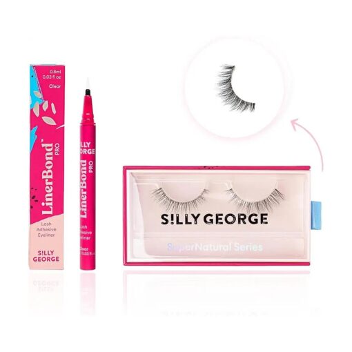 Silly George SuperNatural Series Starter Kit - Pretty Lashes with Adhesive Eyeliner | Clear Band gives Lashes Natural Look | Extra Strong Hold for False Eyelashes ( Cassiopeia, LinerBond ( tm ) Clear )