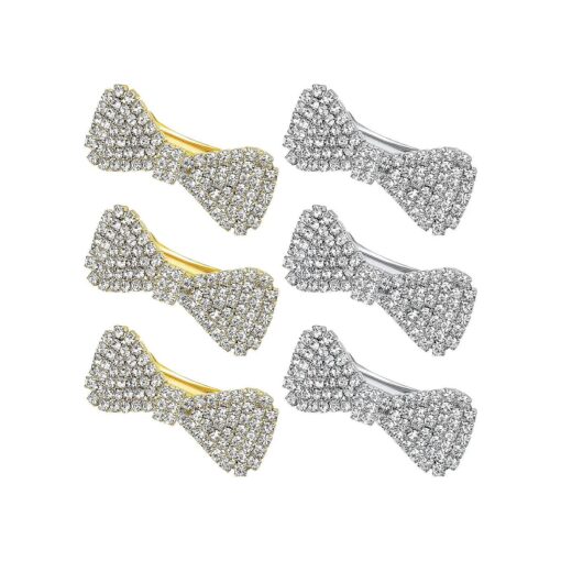 6 Pieces Crystal Rhinestone Hair Clips for Women Clear Hair Bows Barrettes Mini Rhinestone Alligator Hair Clips Wedding Hair Jewelry Bridal Hair Accessories for Women Girls Christmas Birthday Present