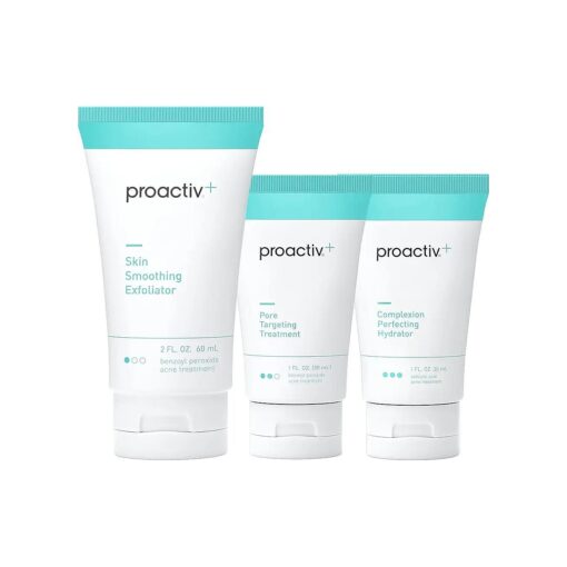 Proactiv+ 3 Step Advanced Skincare Acne Treatment - Benzoyl Peroxide Face Wash, Salicylic Acid Exfoliator for Face And Pore Minimizer - 30 Day Complete Acne Skin Care Kit