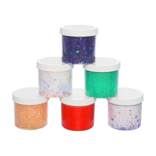 Maddie Rae 's Storage Jars 12oz ( 6 Pack ) - Wide Mouth, Air Tight Container, and Refillable Organizer Jars with White Lids, Perfect for Makeup, DIY Crafts for Kids, Gifts, Charms, Beads, Sprinkles