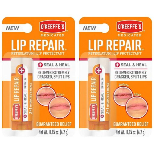 O'Keeffe 's Medicated Lip Repair Seal & Heal Lip Protectant, Stick, ( Pack of 2 )