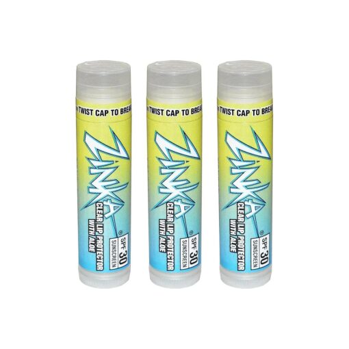 Zinka Clear Lip Protector With Aloe SPF 30 Sunscreen Lip Balm .15 Ounce ( Pack of 3 )