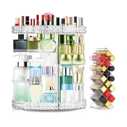 360 Rotating Makeup Organizer, Clear, Vanity, Countertop, 6 Layers Detachable Shelves, 360 Degree Smooth Rotation, Suits Various Skin Care Products