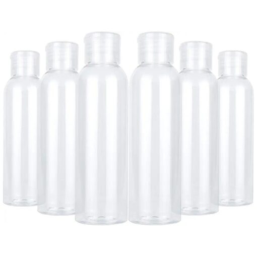 TrendBox 6 Pack Plastic Empty Bottles with Flip Cap for Shampoo, Lotions, Liquid Body Soap, Cream ( 4 oz / 120 ml )