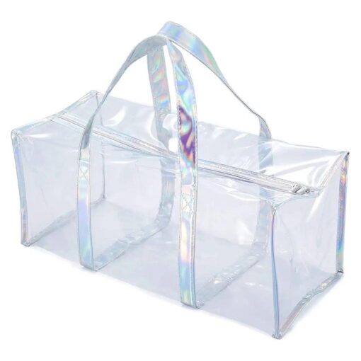 Clear PVC Travel Makeup Toiletry Storage Bag Large Capacity Plastic Tote Bag Cosmetic Clothes Organizer Bag for Men and Women