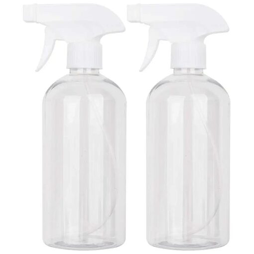 16.9 oz Plastic Spray Bottle Trigger Empty Spray Bottles Clear Refillable Container for Water, Essential Oils, Hair, Cleaning Products, Adjustable Head Sprayer and Stream ( 2 Pack )