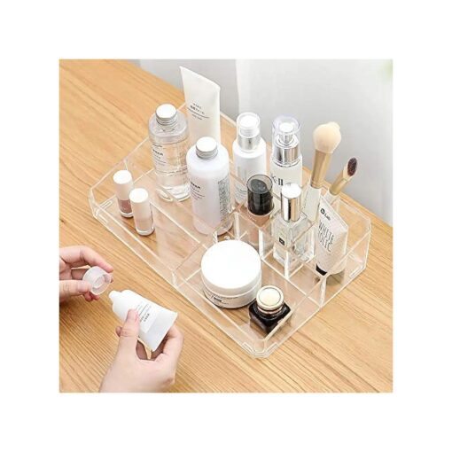 Sooyee Clear Makeup Organizer,9 Spaces Vanity Organizer Cosmetic Display Cases for Lipstick, Makeup Brushes and Skin Care Products, Plastic Makeup Storage