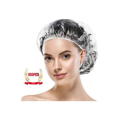 Shower Caps, MORGLES 100 PCS Clear Plastic Hair Caps Waterproof Disposable Shower Caps Plastic Hair Bath Caps Shower Caps Bulk for Women Hair Salon Home Use