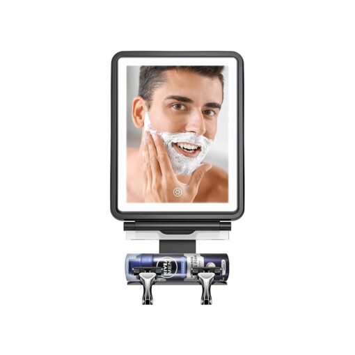 COSMIRROR Shower Mirror Fogless for Shaving with Squeegee to Keep Clean or Remove Foggy Mess, Fogless Mirror for Shower Two Mounting Solution, Dimmable Lighting ( 3 Color Setting )