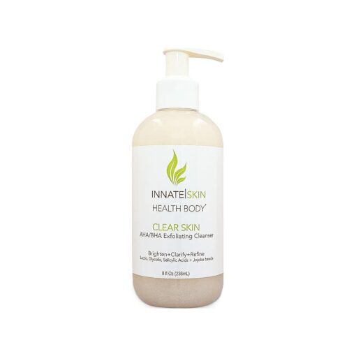 Clear Skin AHA BHA Exfoliating Cleanser Glycolic Acid, Salicylic Acid Cleanser, Jojoba Beads - Great for all skin types-8oz Pump aha bha cleanser