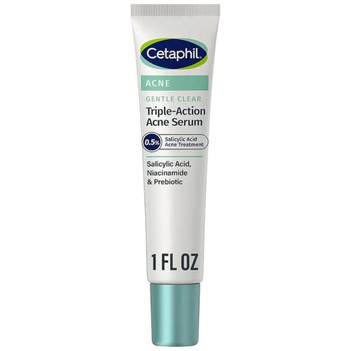 Cetaphil Gentle Clear Triple-Action Acne Treatment Serum with Salicylic Acid, Treats and Prevents Acne, Great for Post-Acne Marks, for All Skin Types, 1oz ( Packaging May Vary )