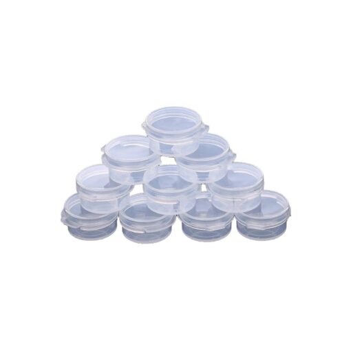 50 Pcs Plastic Cosmetic Jar 5g Empty Clear Case with Snap Lids Portable Mini Storage Box Makeup Jar Sample Bottle Sealing Pot Cosmetic Containers by EORTA for Sampling, Traveling, Mixing