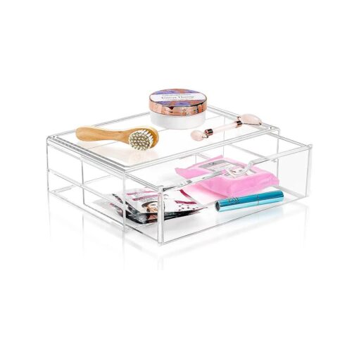 Sorbus Large Stackable Acrylic Drawers - 1 Clear Storage Drawers for Organizing Make up, Nail Polish, Hair Accessories, and Beauty Supplies - Makeup Organizer for Vanity, Bathroom Organizer Countertop