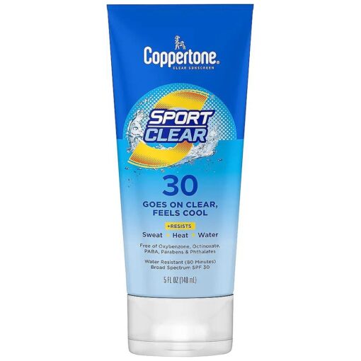 SPORT Clear Sunscreen Lotion SPF 30, Water Resistant Sunscreen, Broad Spectrum SPF 30 Sunscreen, 5 Fl Oz Tube