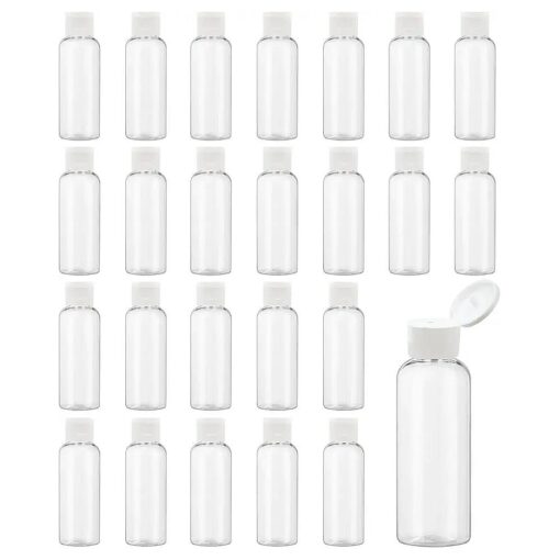 2 Oz Plastic Containers with Lids, Clear Travel Bottles for Toiletries Shampoo Refillable Travel Containers - Set of 25