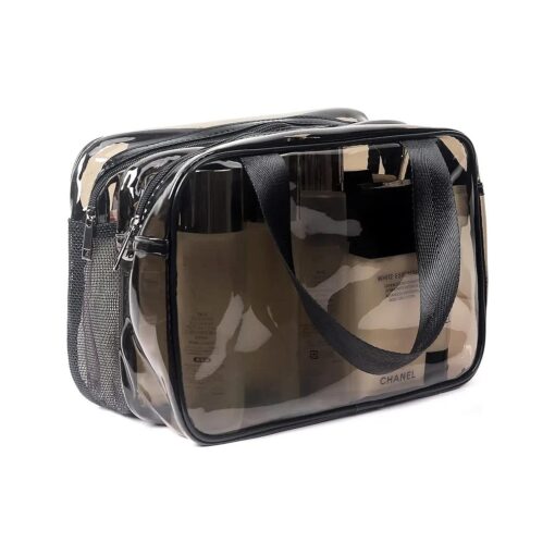 Clear Wash Toiletry Bag, Large Clear Travel Bag for Toiletries, Waterproof & Draining Clear Makeup Bag Tote Bag, Transparent Clear Travel Cosmetic Toiletry Bag for Women and Men