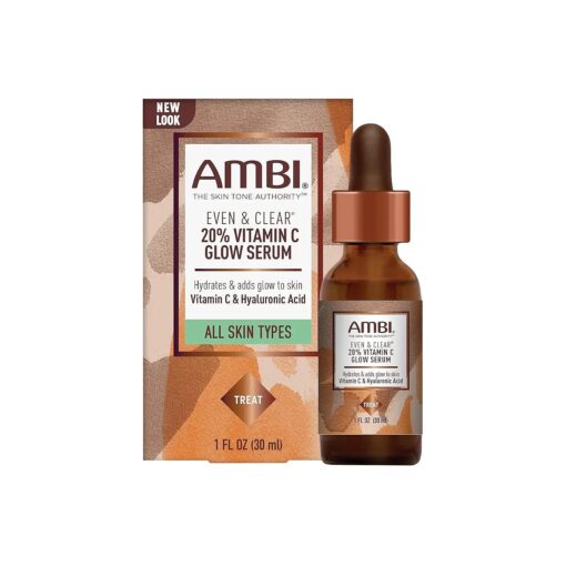 Ambi Even & Clear Vitamin C Infused Glow Serum for All Skin Types to help Cleanse Skin, Brighten Skin, Even Skin Tone, Extract, 1 Ounce