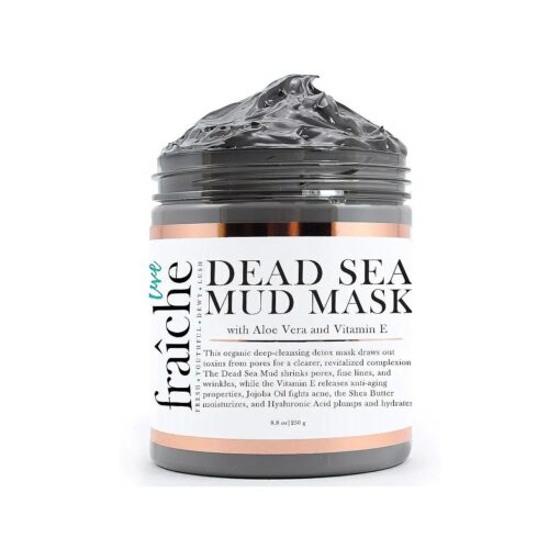 Live Fraiche Organic Dead Sea Mud Mask Facial & Body Cleanser- 8.8oz -Fight breakouts acne blackheads & Reduce Pores/Lines/Wrinkles - pure & natural to tighten & tone see clearer brighter younger skin