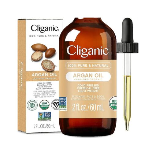 Cliganic Organic Argan Oil, 100 % Pure - for Hair, Face & Skin | Cold Pressed Carrier Oil