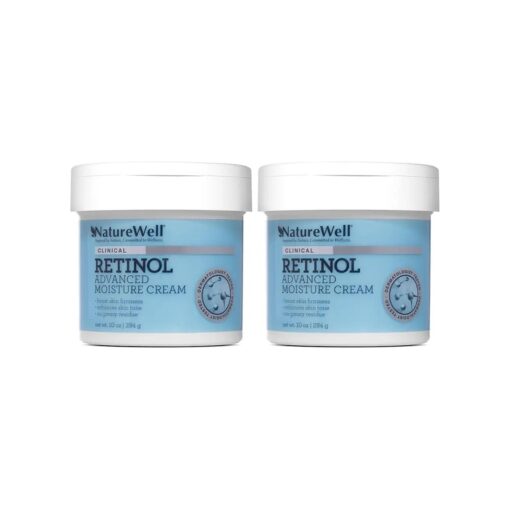 NATURE WELL Clinical Retinol Advanced Moisture Cream for Face, Body, & Hands, Boosts Skin Firmness, Enhances Skin Tone, No Greasy Residue, Packaging May Vary, 2 Pack ( 10 Oz Each )