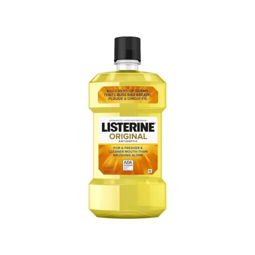 Listerine Original Antiseptic Oral Care Mouthwash to Kill 99 % of Germs That Cause Bad Breath, Plaque and Gingivitis, ADA-Accepted Mouthwash, Original Flavored Oral Rinse, 1 L